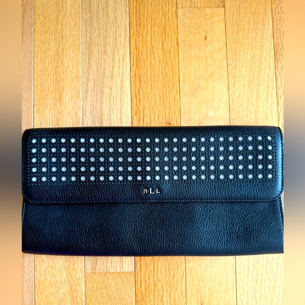 Ralph Lauren Black Studded Leather Clutch
